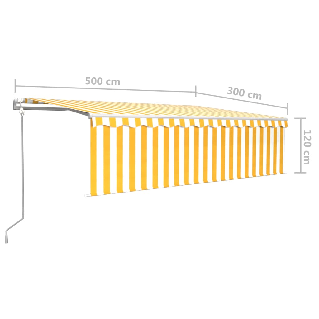 vidaXL Automatycznie zwijana markiza z zasłoną, 5x3 m, żółto-biała