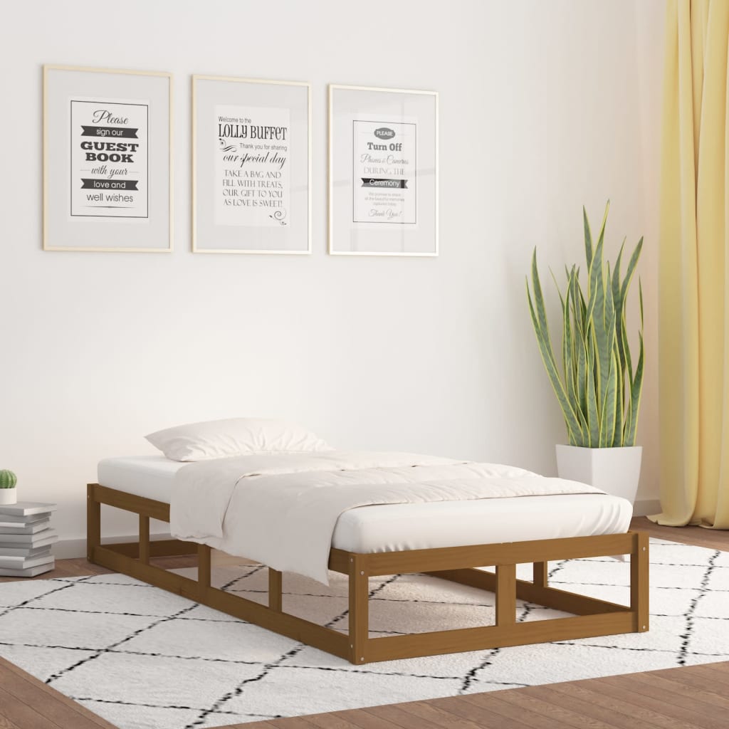 vidaXL Rama łóżka, miodowy brąz, 90x190 cm, lite drewno