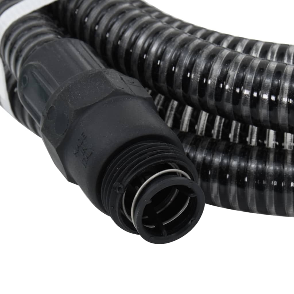 vidaXL Wąż ssący z mosiężnymi złączami, czarny, 1" 10 m, PVC