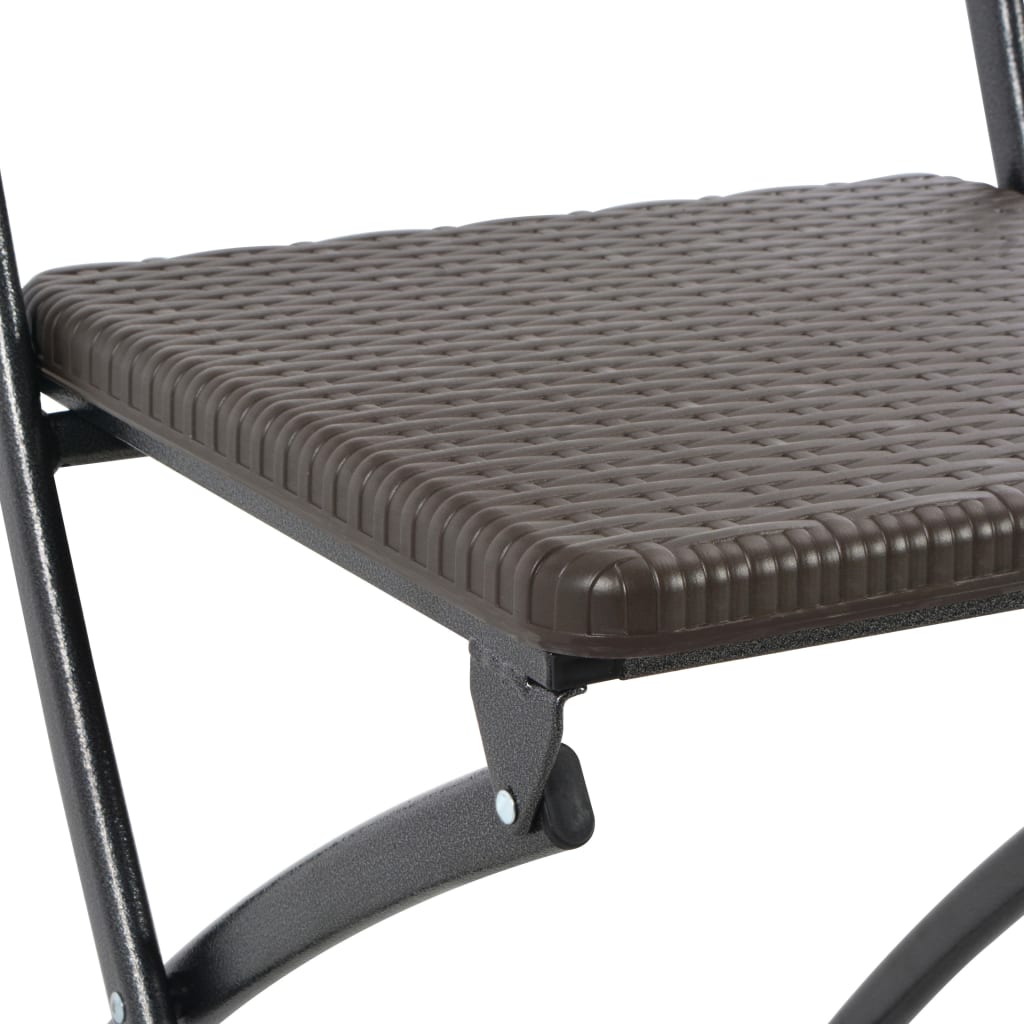 vidaXL Składane krzesła ogrodowe, 4 szt., HDPE i stal, brązowe