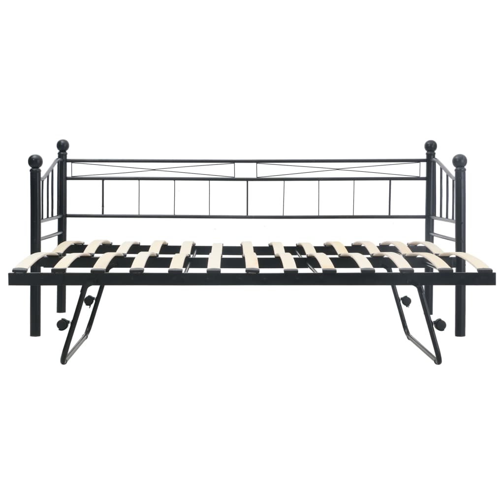 vidaXL Rama łóżka, czarna, stalowa, 180x200/90x200 cm
