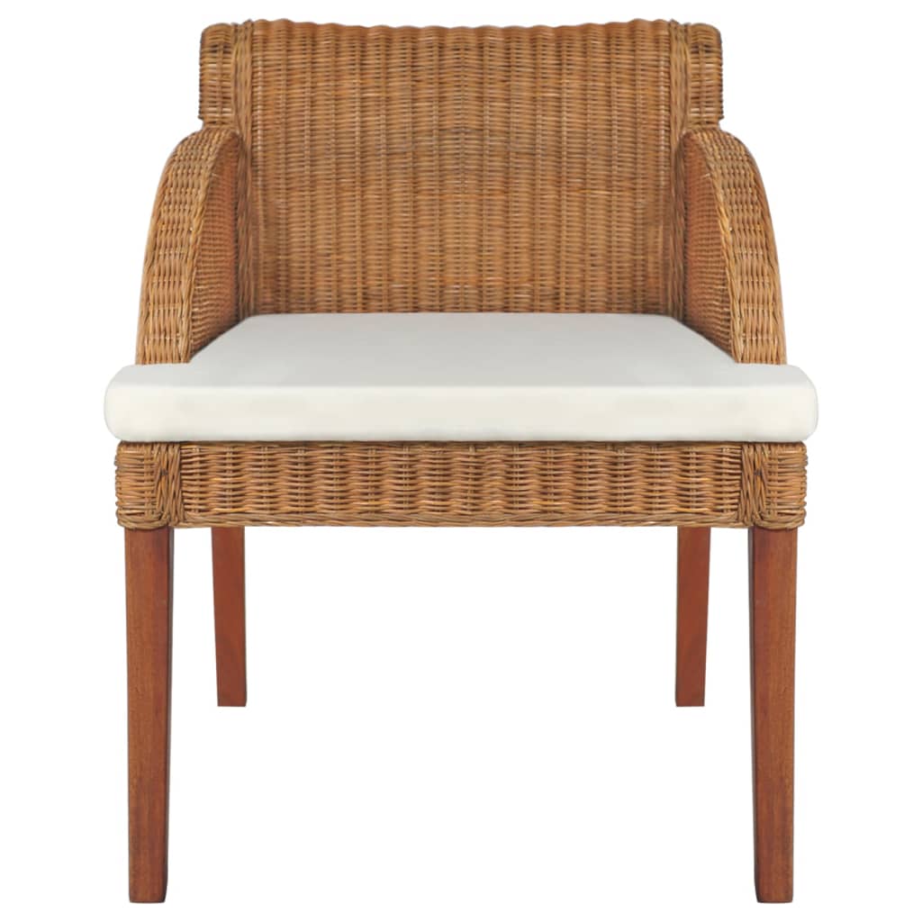 vidaXL Krzesło stołowe z poduszką, jasnobrązowy naturalny rattan