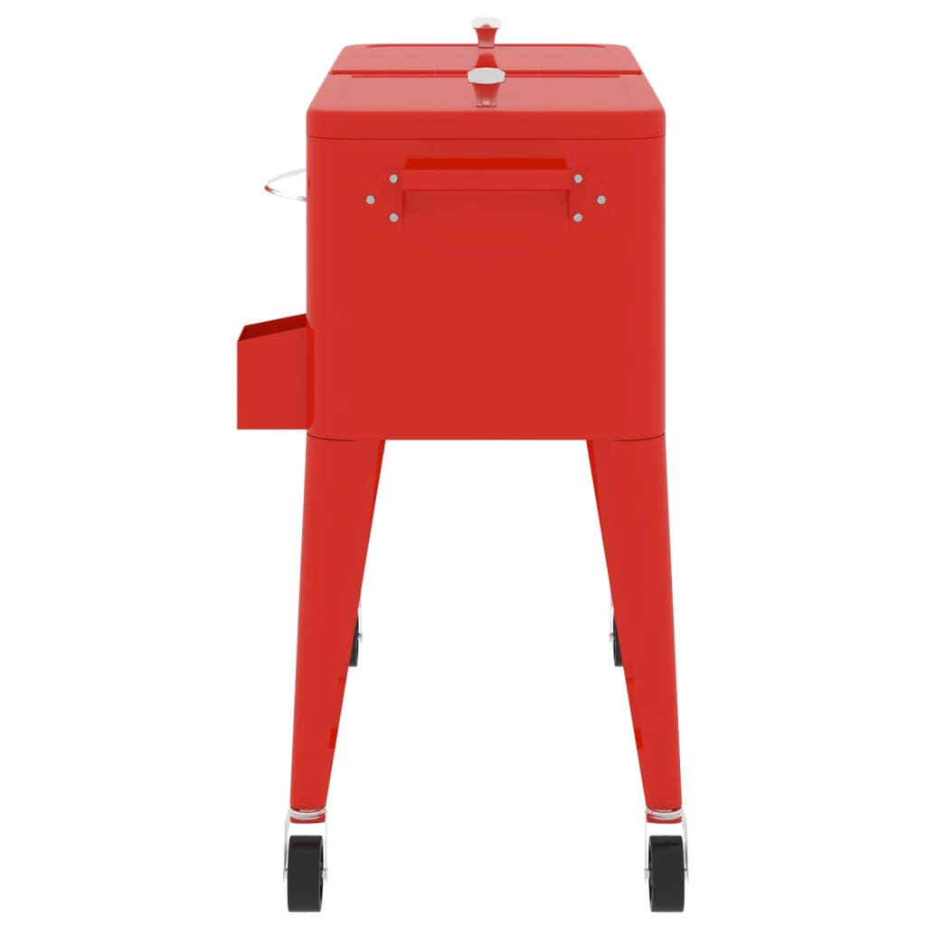 vidaXL Wózek chłodniczy na kółkach, czerwony, 92x43x89 cm