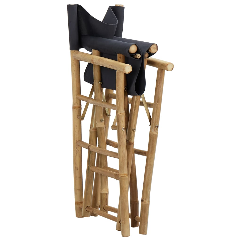 vidaXL Składane krzesła reżyserskie, 2 szt., szare, bambus i tkanina