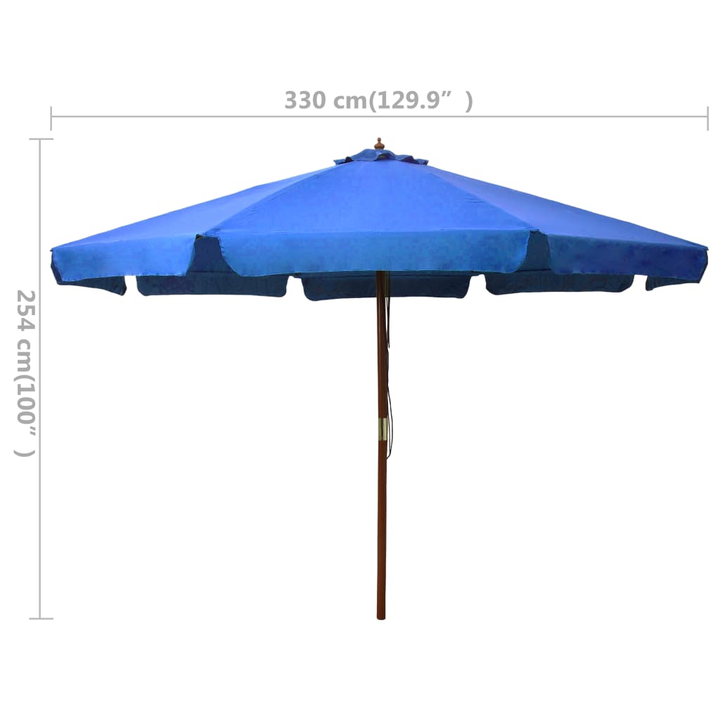 vidaXL Parasol ogrodowy na drewnianym słupku, 330 cm, lazurowy