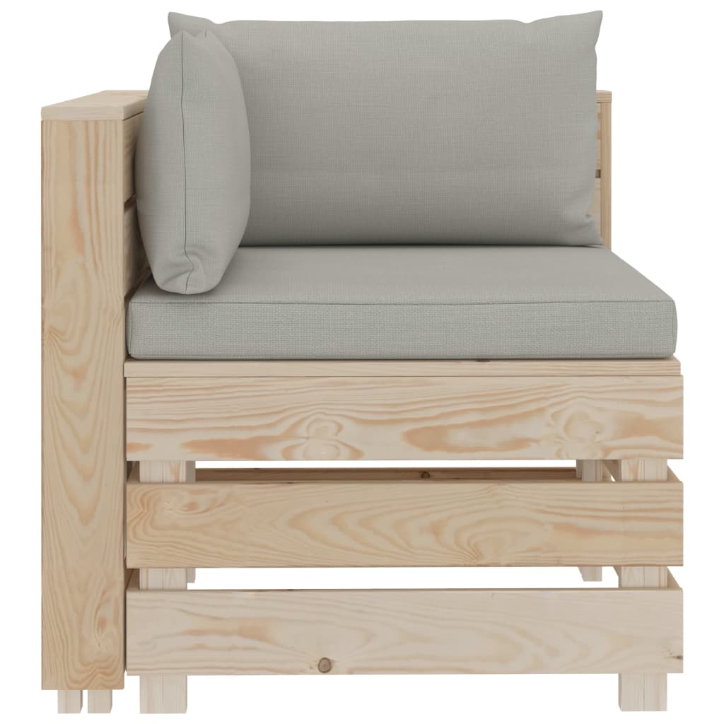 vidaXL Ogrodowa sofa narożna z palet z poduszkami taupe, drewniana