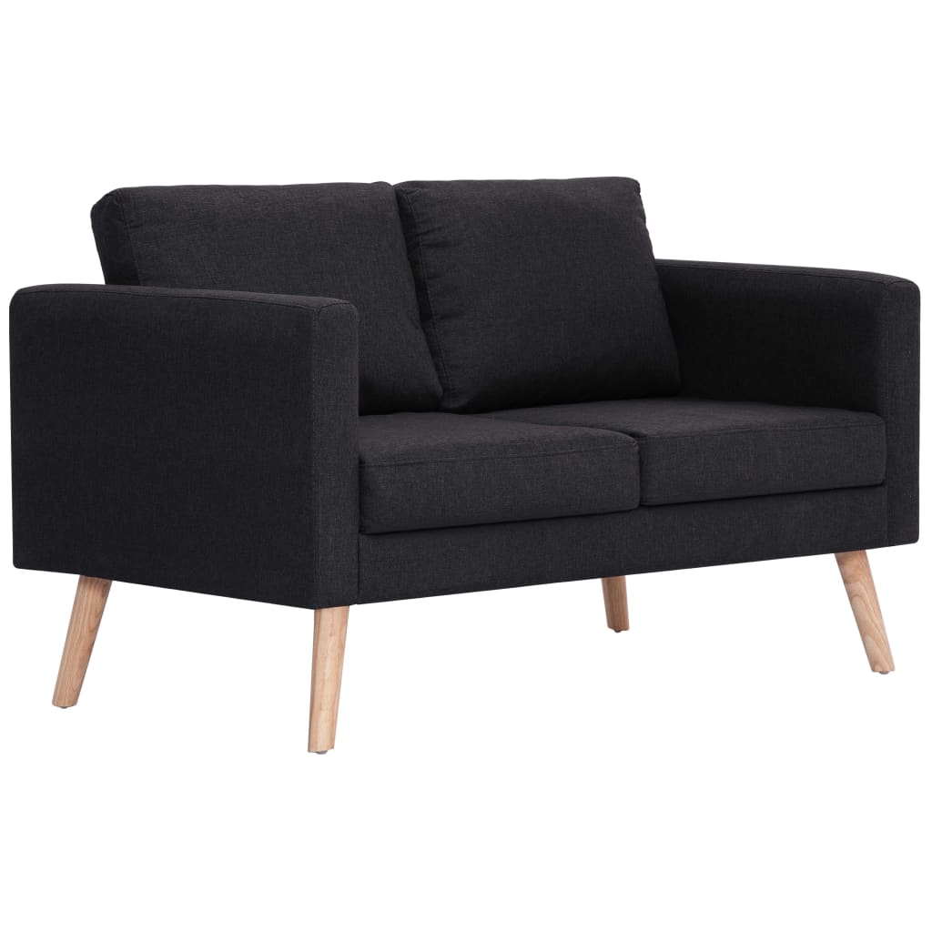 vidaXL 2-osobowa sofa tapicerowana tkaniną, czarna
