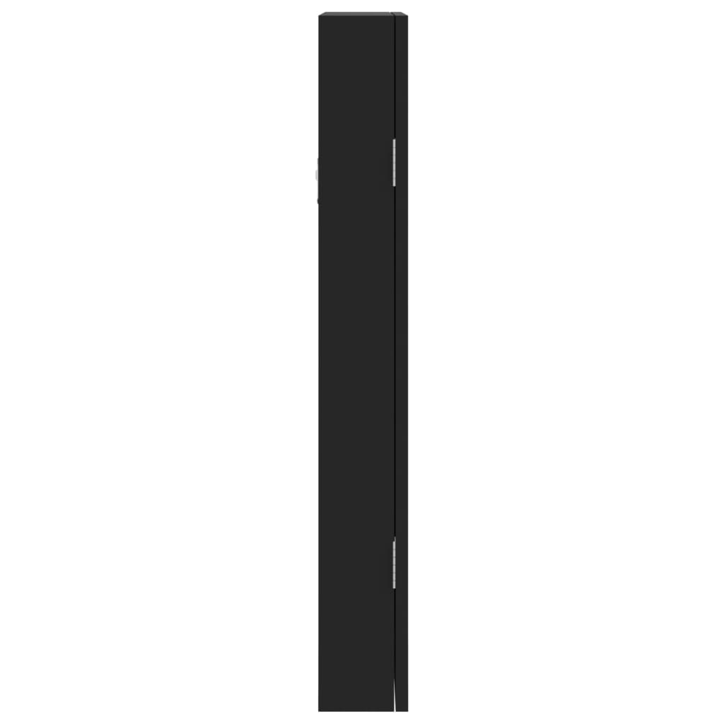 vidaXL Wisząca szafka na biżuterię, z lustrem, czarna, 30x8,5x67 cm