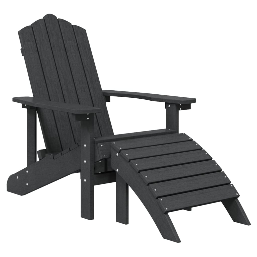 vidaXL Krzesła Adirondack z podnóżkami i stolikiem, HDPE, antracytowe