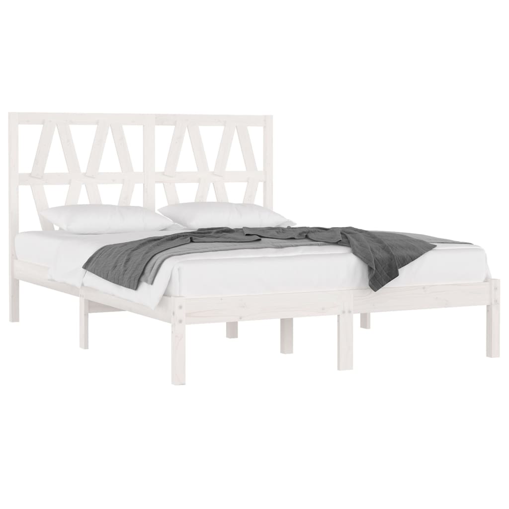 vidaXL Rama łóżka, biała, lite drewno sosnowe, 140x200 cm