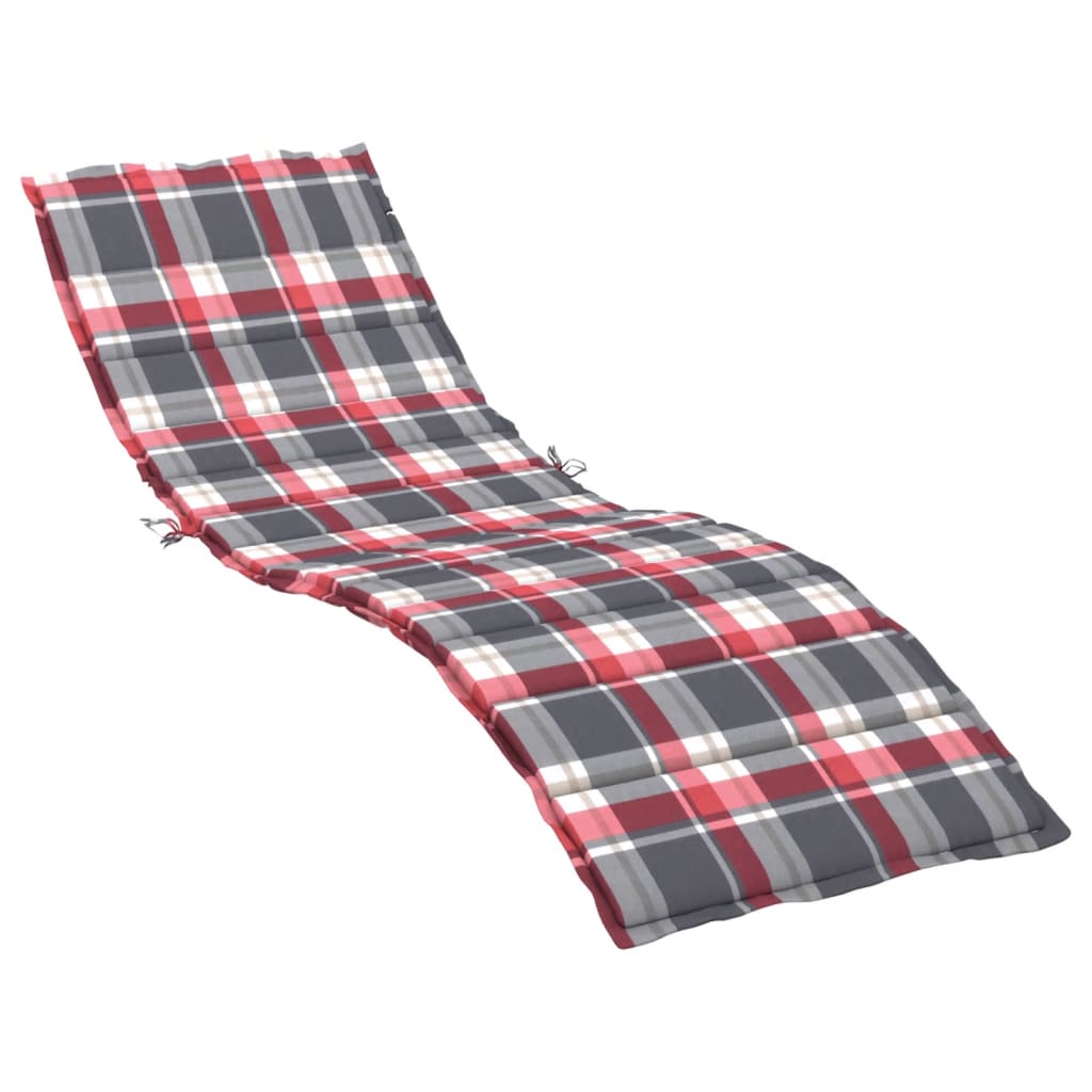 vidaXL Poduszka na leżak, czerwona krata, 200x60x3 cm, tkanina Oxford