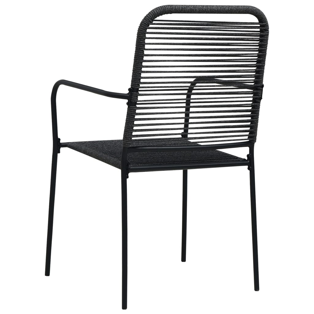 vidaXL Krzesła ogrodowe, 4 szt., sznurek bawełniany i stal, czarne