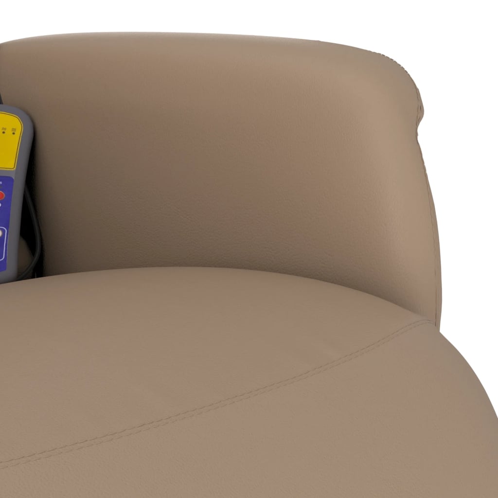 vidaXL Rozkładany fotel masujący z podnóżkiem, cappuccino, ekoskóra