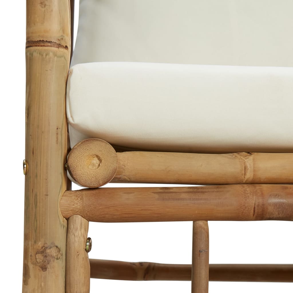 vidaXL Sofa ogrodowa, kremowe poduszki, bambus