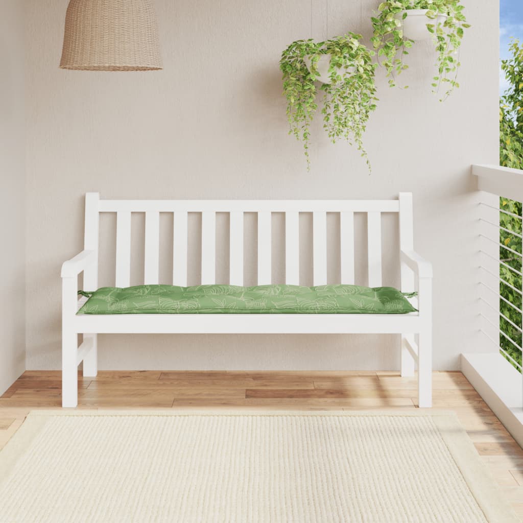 vidaXL Poduszka na ławkę ogrodową, wzór w liście, 150x50x7 cm, tkanina