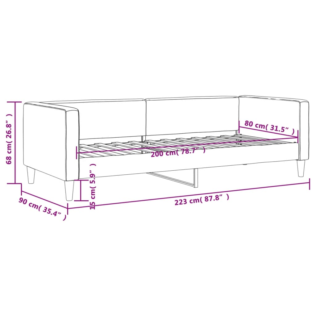vidaXL Sofa z funkcją spania, ciemnoszara, 80x200 cm, obita tkaniną