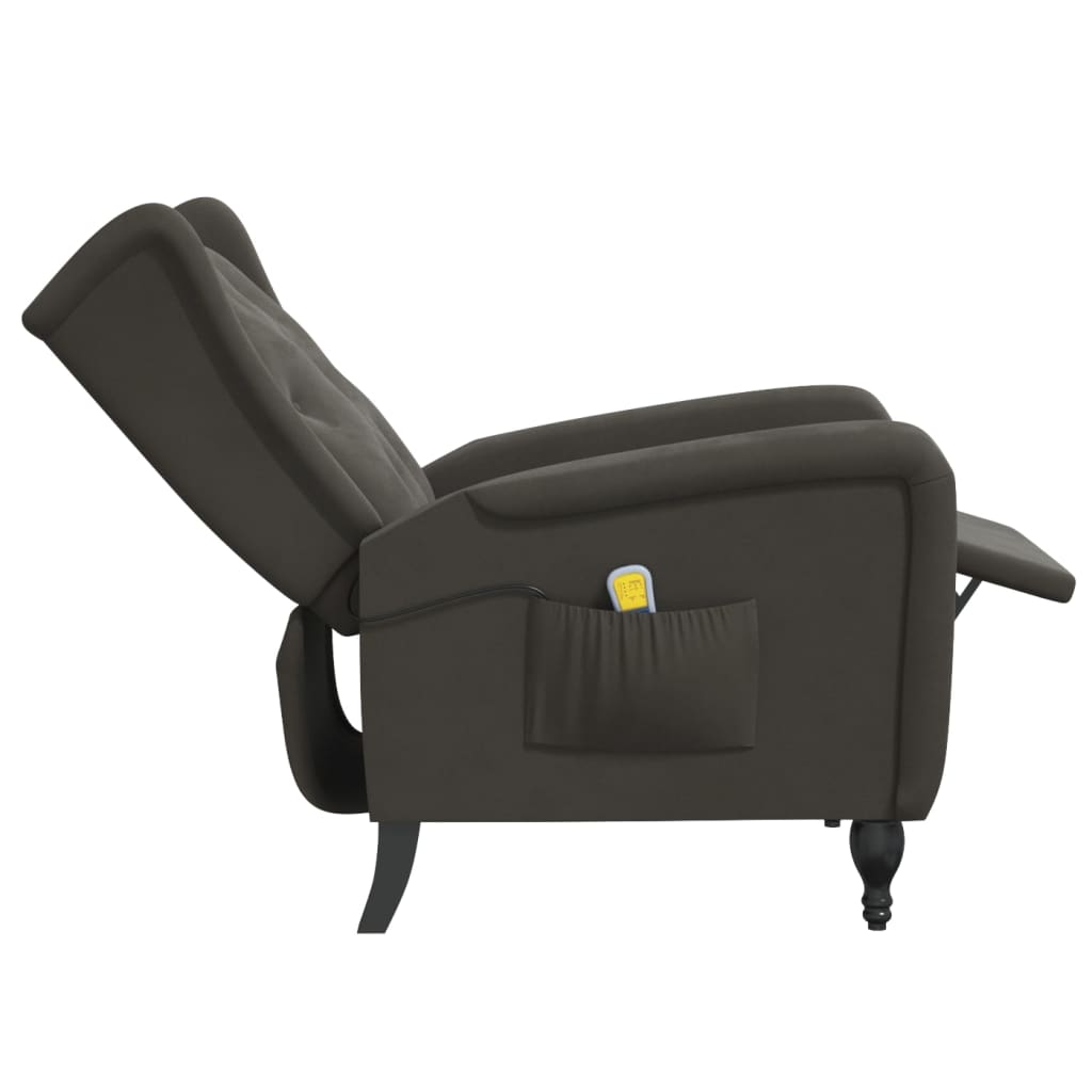 vidaXL Rozkładany fotel masujący, ciemnoszary, obity aksamitem