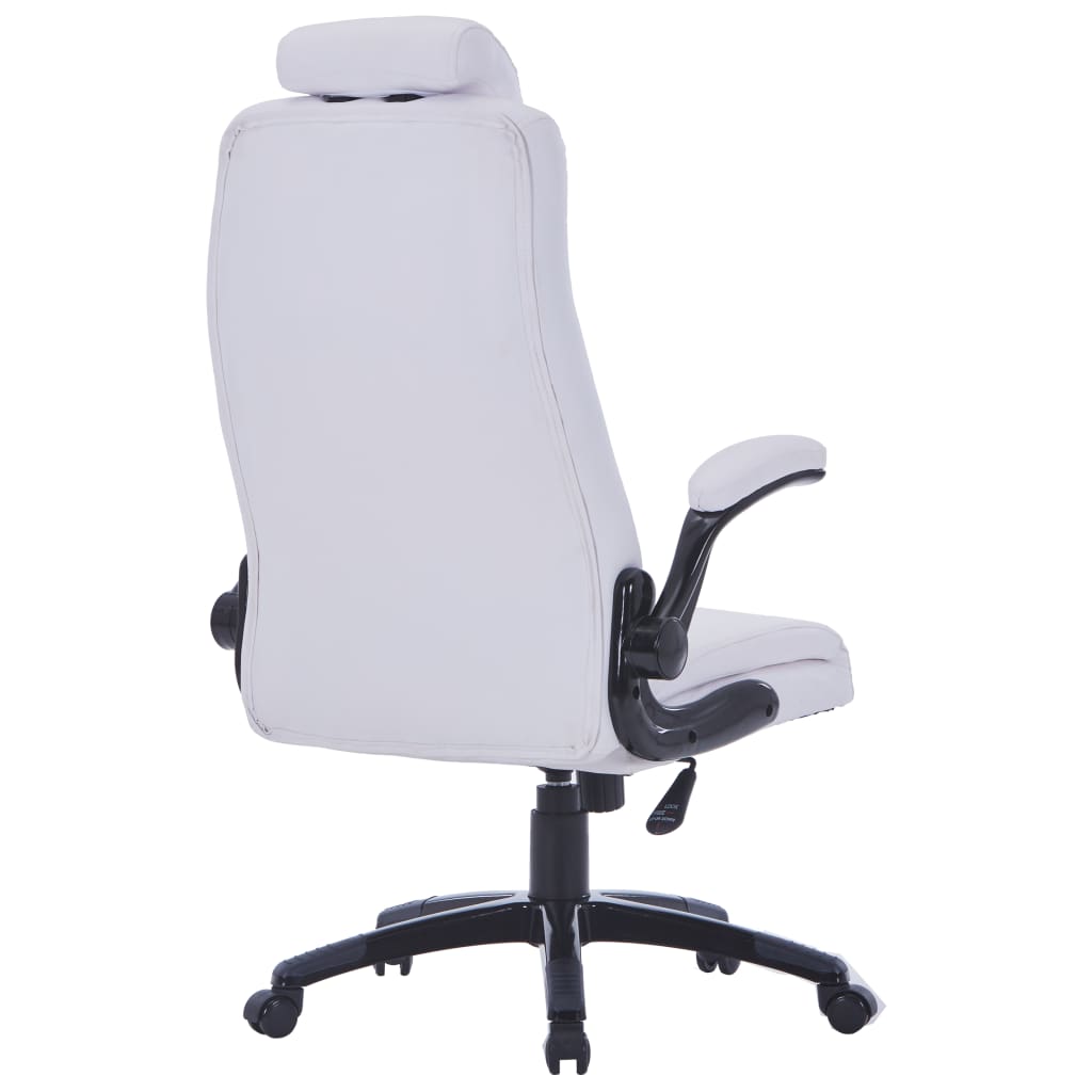 vidaXL Krzesło obrotowe z białej sztucznej skóry, regulowane