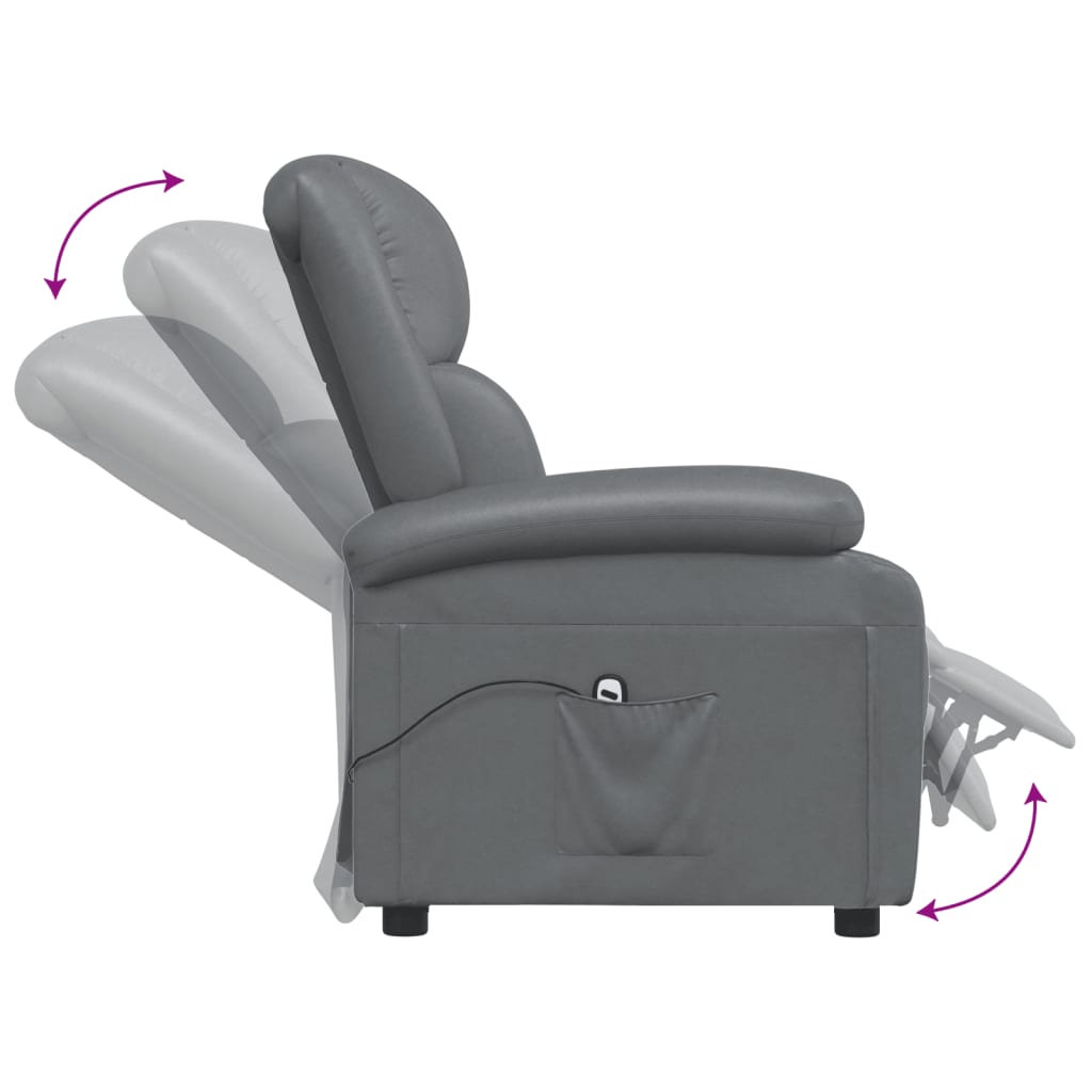vidaXL Elektryczny fotel rozkładany, antracytowy, obity sztuczną skórą