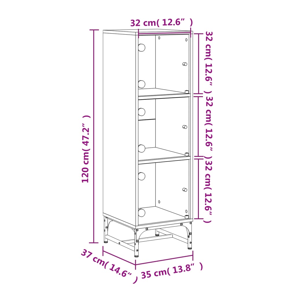 vidaXL Szafka ze szklanymi drzwiami, biała, 35x37x120 cm