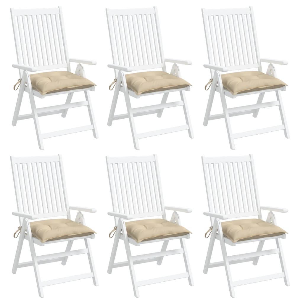 vidaXL Poduszki na krzesła, 6 szt., beżowe, 40x40x7 cm, tkanina