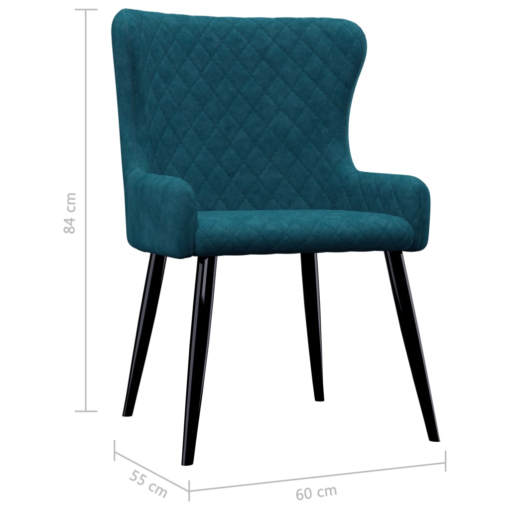 vidaXL Krzesła jadalniane, 6 szt., niebieskie, aksamitne