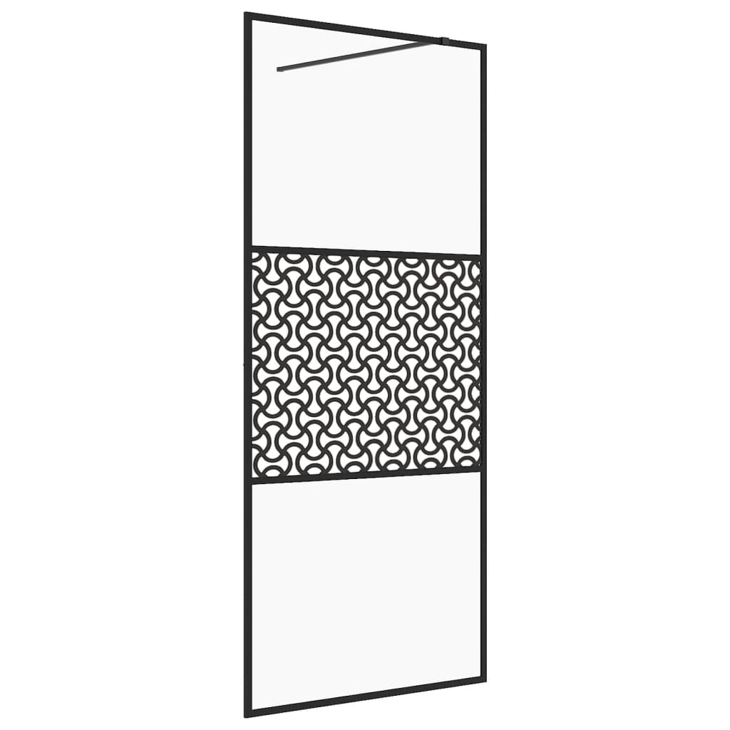 vidaXL Ścianka prysznicowa, przezroczyste szkło ESG, 90x195 cm, czarna