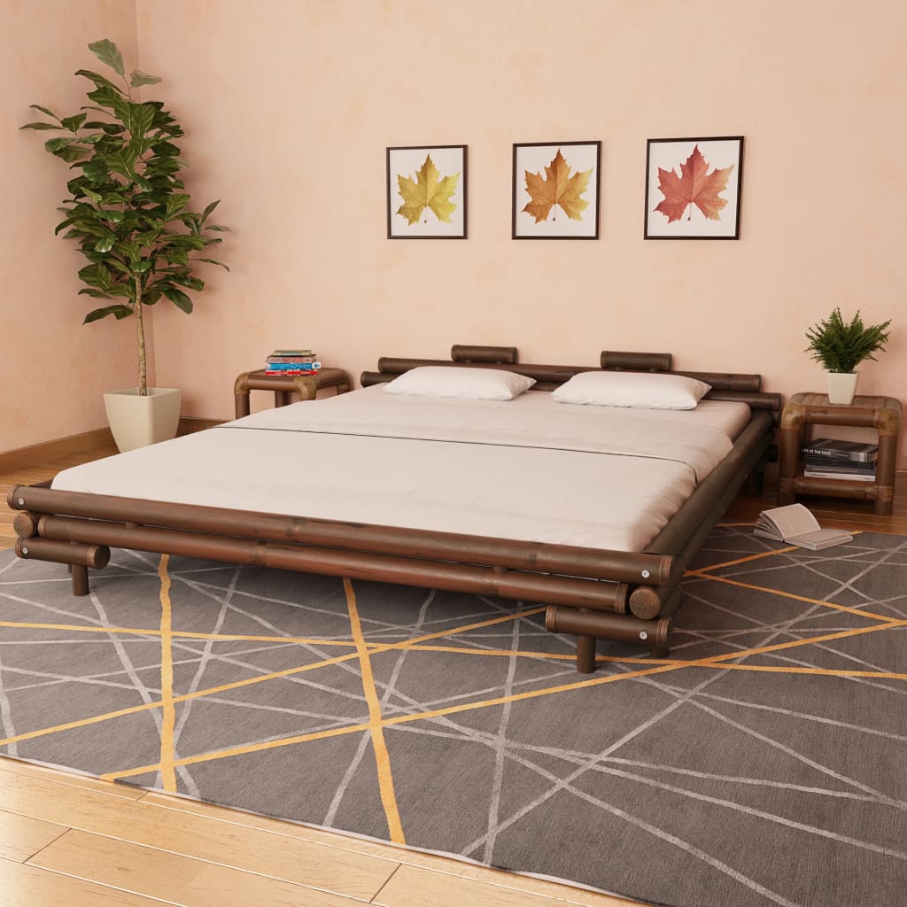 vidaXL Rama łóżka, ciemnobrązowa, bambusowa, 180 x 200 cm