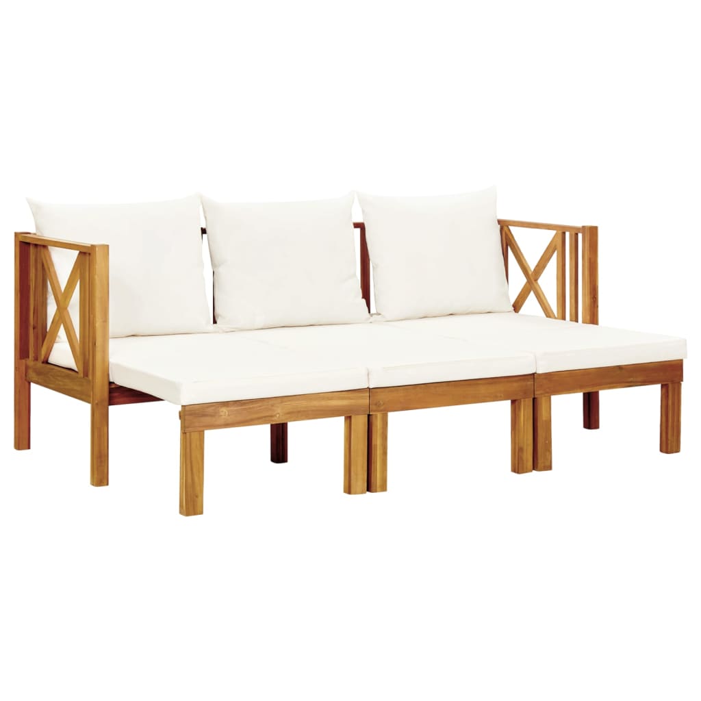 vidaXL 3-osobowa ławka ogrodowa z poduszkami, 179 cm, drewno akacjowe