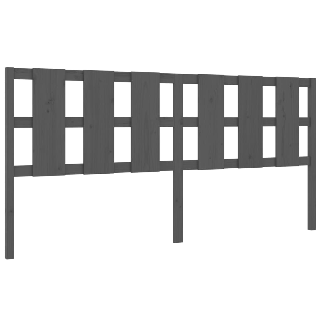 vidaXL Wezgłowie łóżka, szare, 205,5x4x100 cm, lite drewno sosnowe
