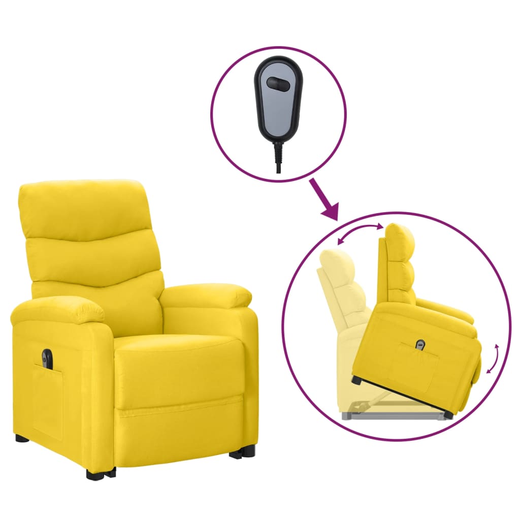 vidaXL Rozkładany fotel podnoszony, musztardowy, obity tkaniną
