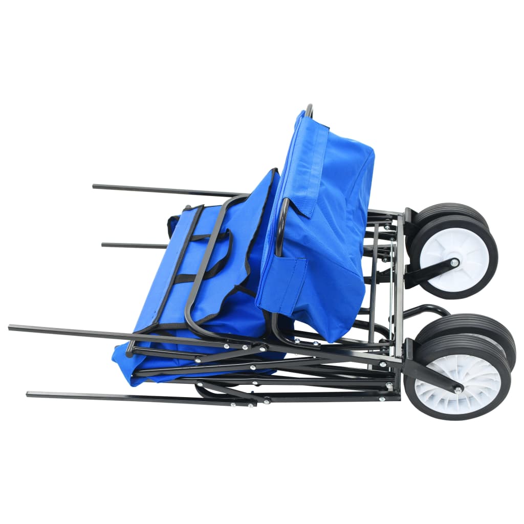 vidaXL Składany wózek ręczny z zadaszeniem, stalowy, niebieski