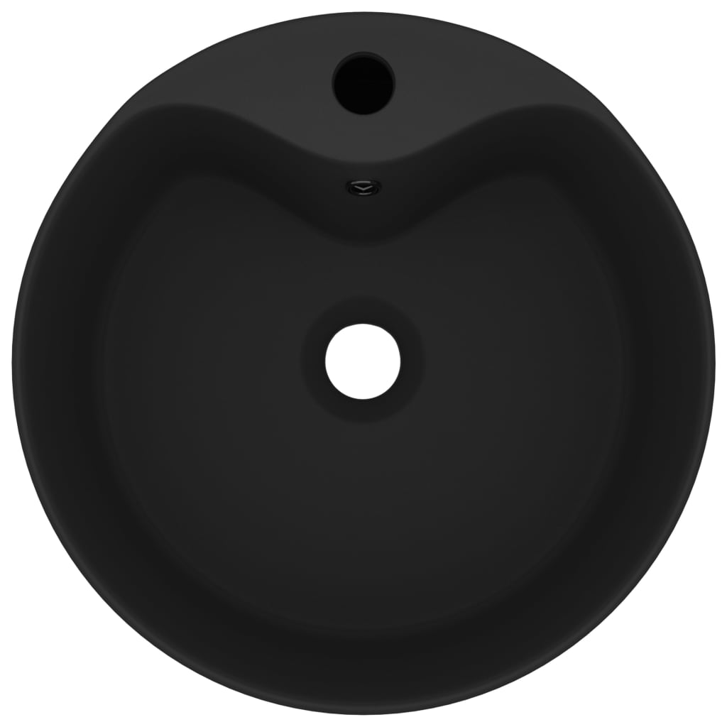 vidaXL Umywalka z przelewem, matowa czerń, 36x13 cm, ceramiczna