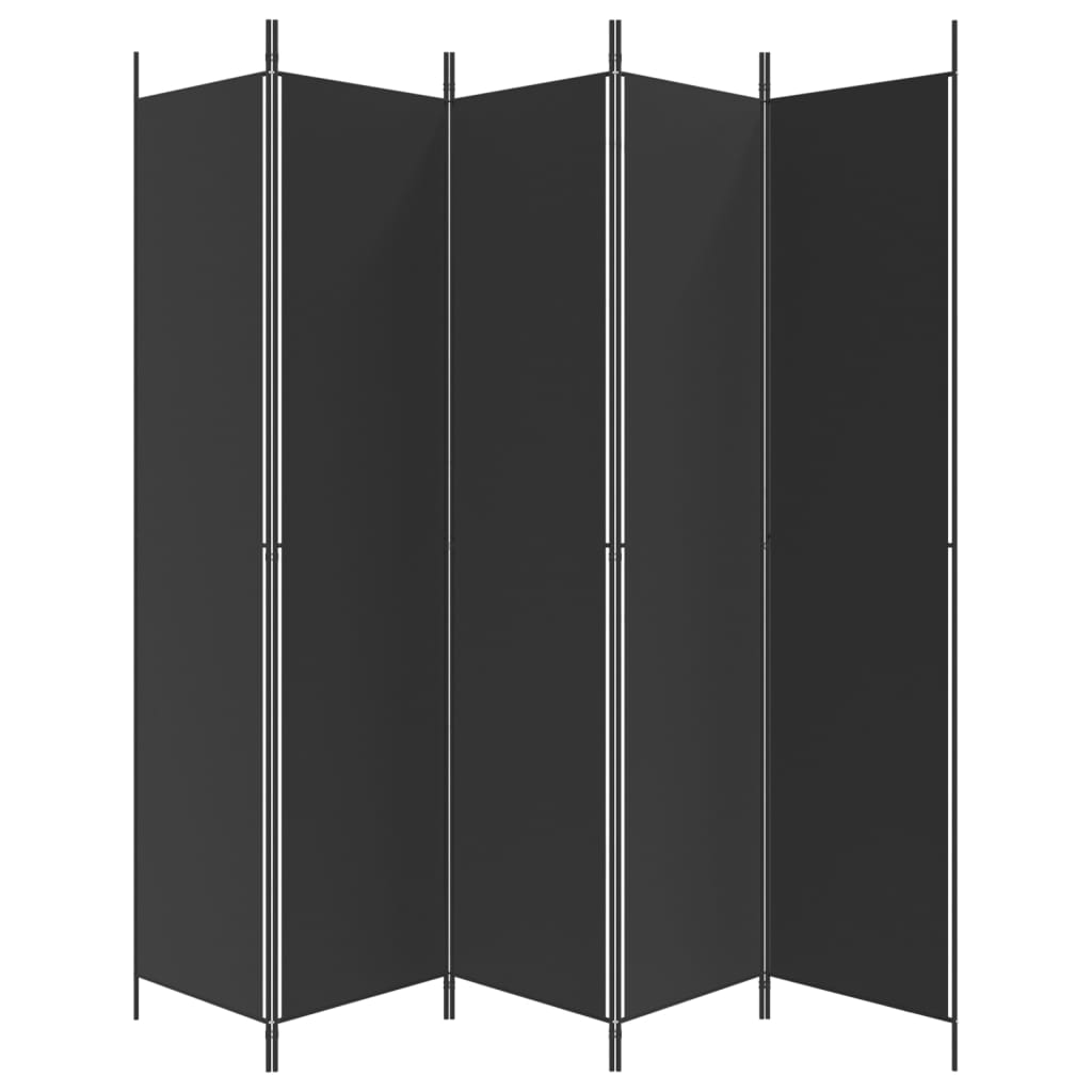 vidaXL Parawan 5-panelowy, czarny, 250x220 cm, tkanina
