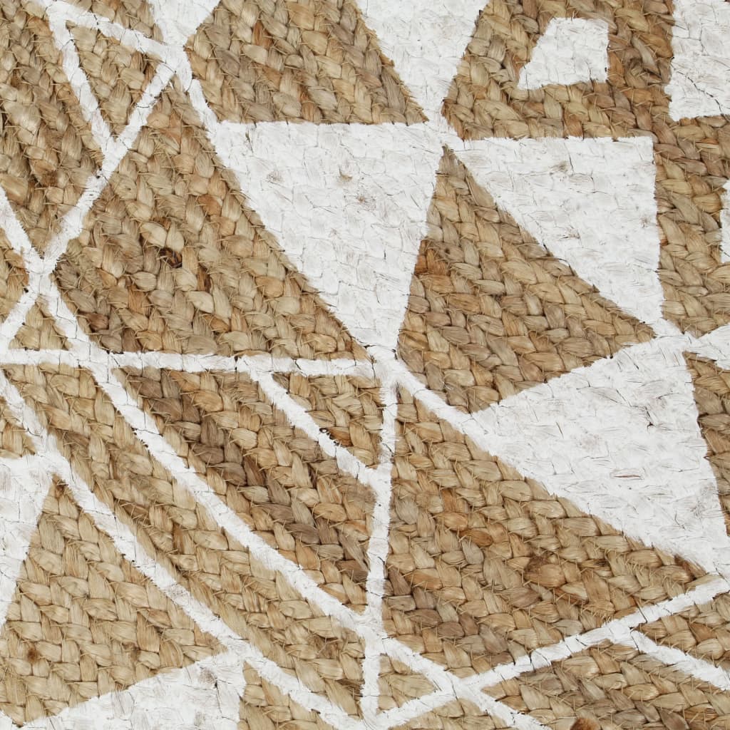 vidaXL Ręcznie wykonany dywanik, juta, biały nadruk, 120 cm