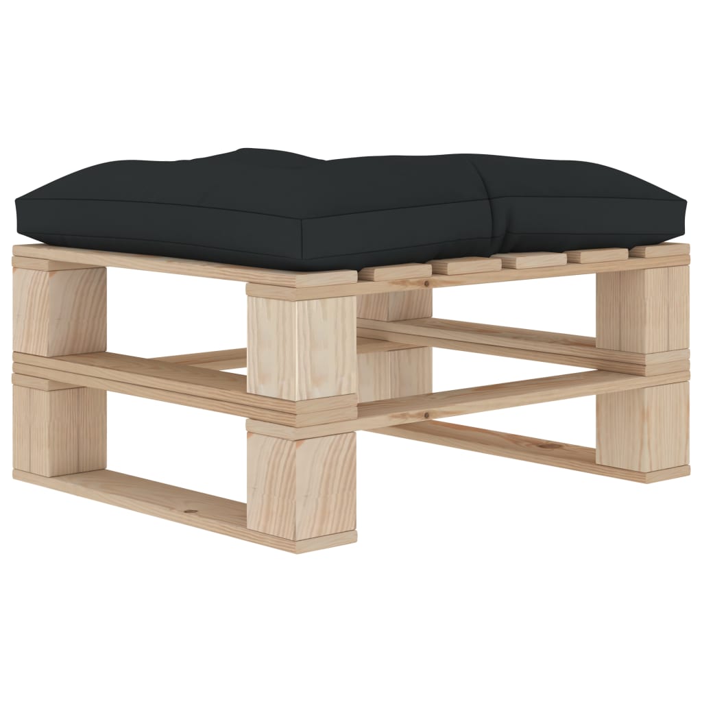 vidaXL Ogrodowy stołek z palet z antracytową poduszką, drewniany