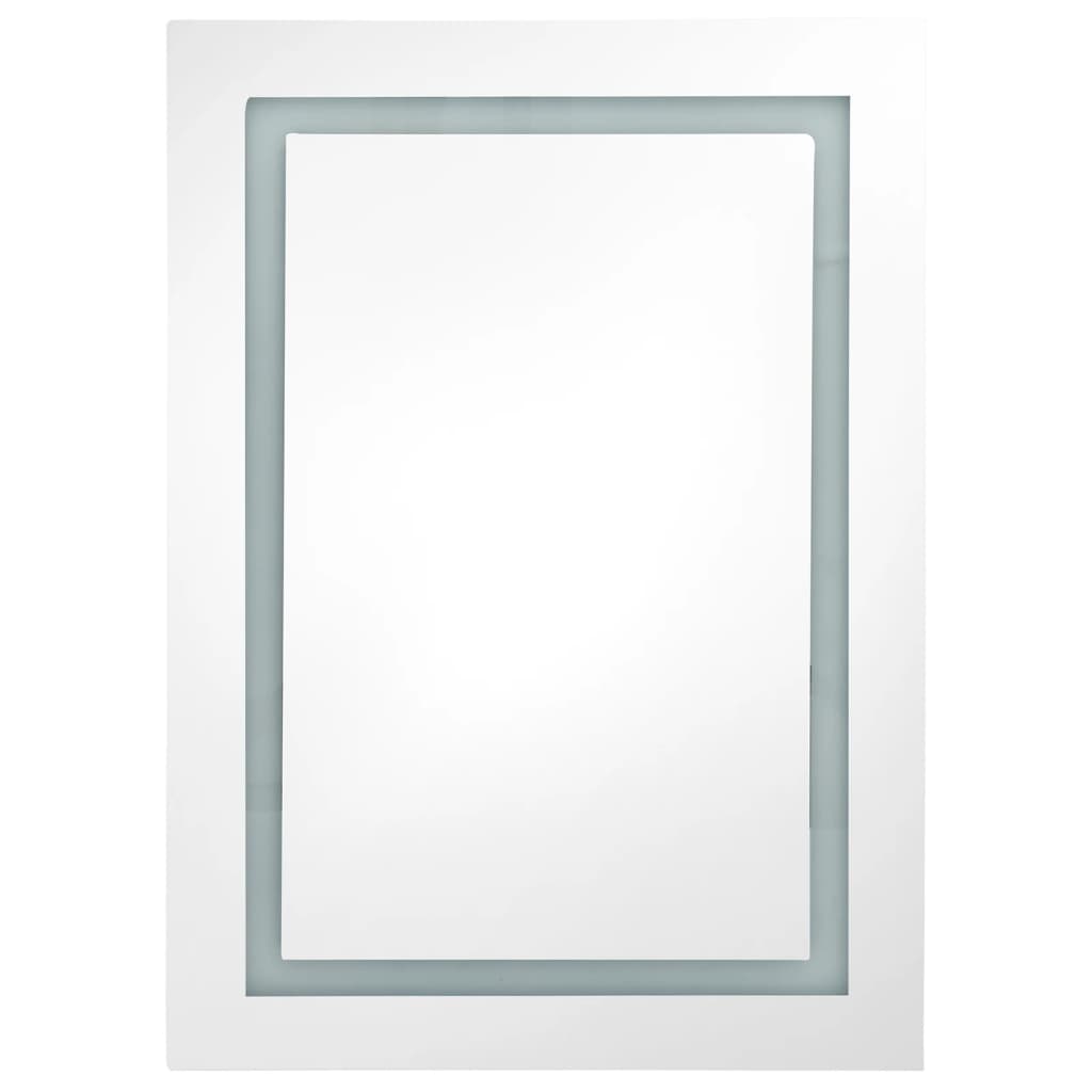 vidaXL Szafka łazienkowa z lustrem i LED, biel i dąb, 50x13x70 cm