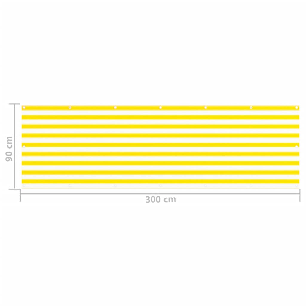 vidaXL Parawan balkonowy, żółto-biały, 90x300 cm, HDPE