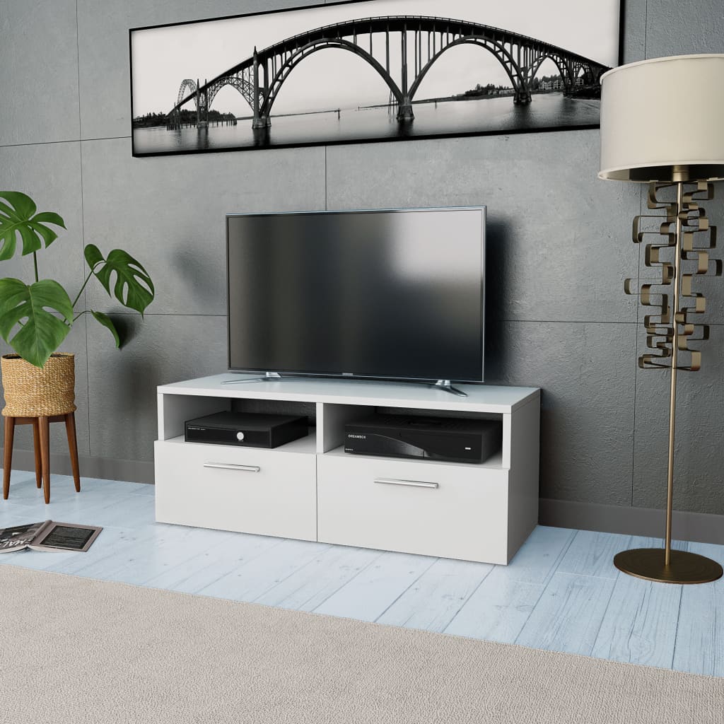 vidaXL Szafka pod TV, materiał drewnopochodny, 95x35x36 cm, biała