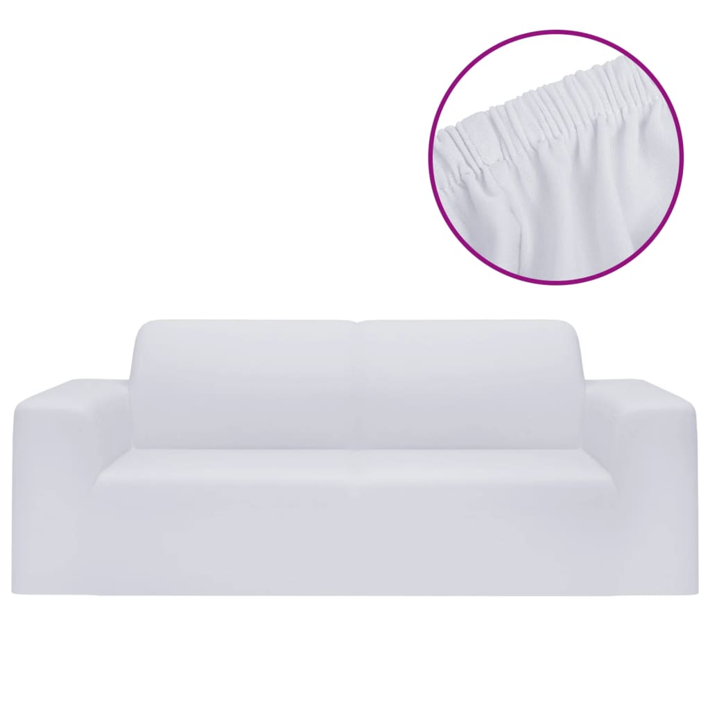 vidaXL Elastyczny pokrowiec na sofę 2-osobową, biały, dżersejowy
