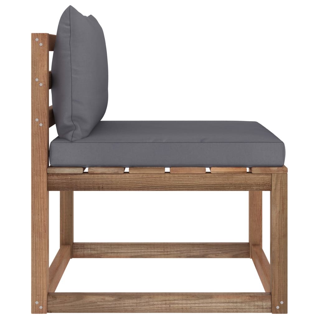 vidaXL Ogrodowa sofa środkowa z palet, z antracytowymi poduszkami